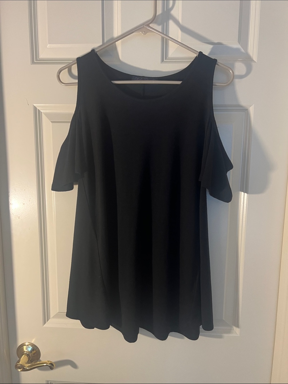 Women's Black Cold-Shoulder Tank Top with Flutter Sleeves
